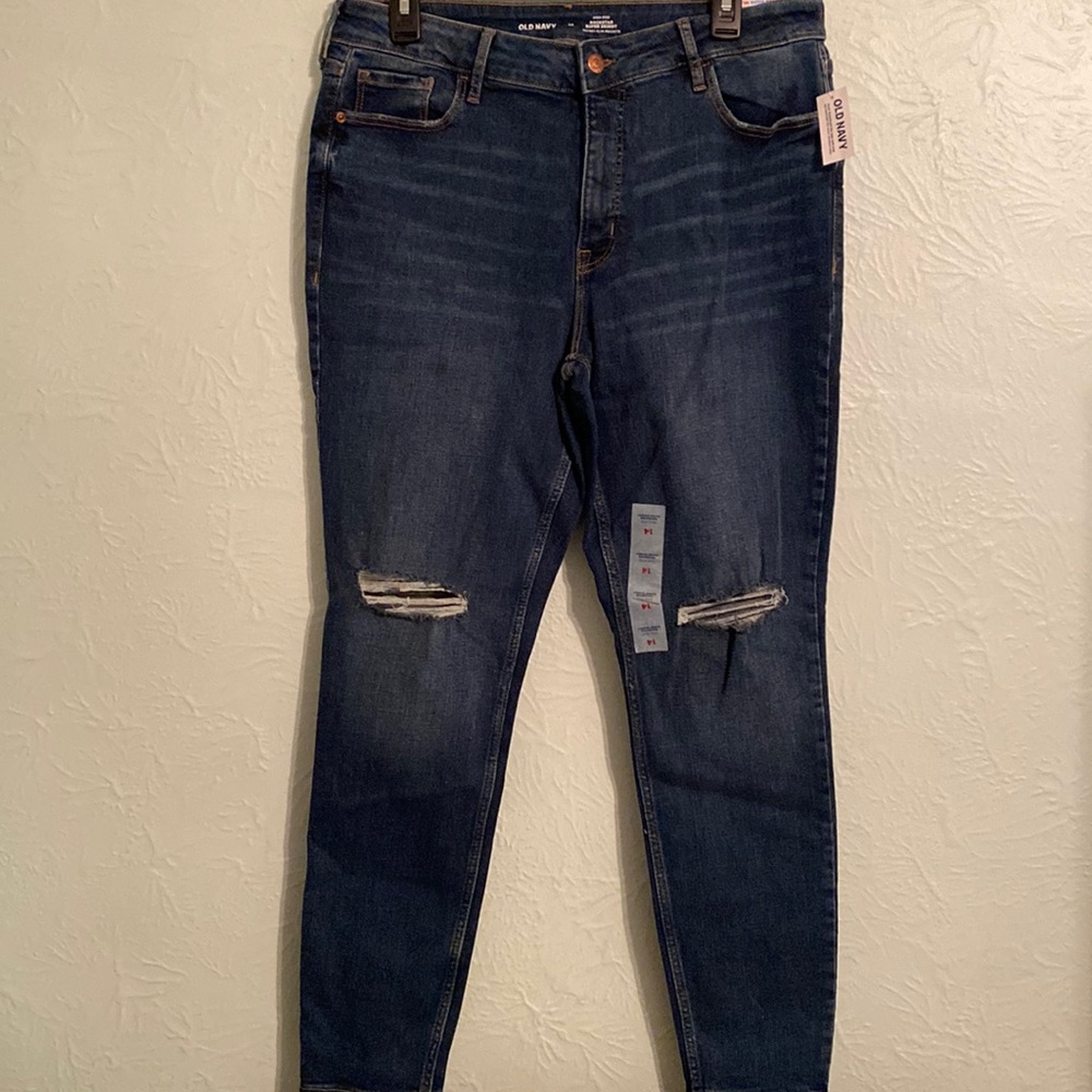 Old Navy Rockstar Super Skinny High-Rise Medium Wash with Distressing